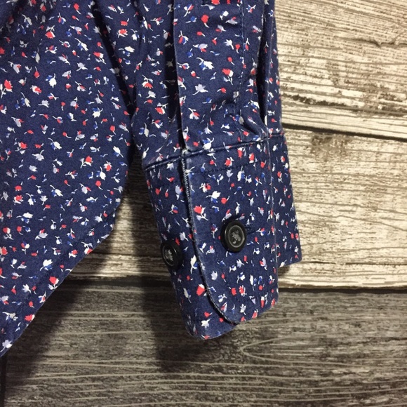 Banana Republic Soft Wash Slim Fit Floral Button Shirt Men’s L Navy Blue - Picture 6 of 10